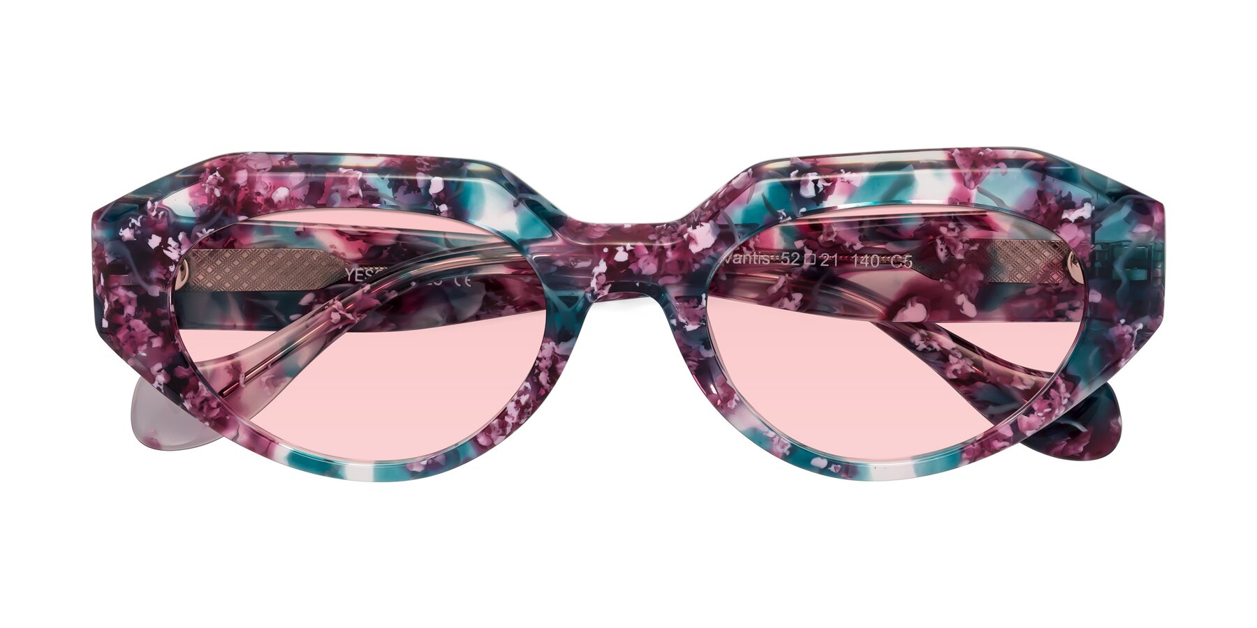 Folded Front of Vantis in Spring Floral with Light Garnet Tinted Lenses