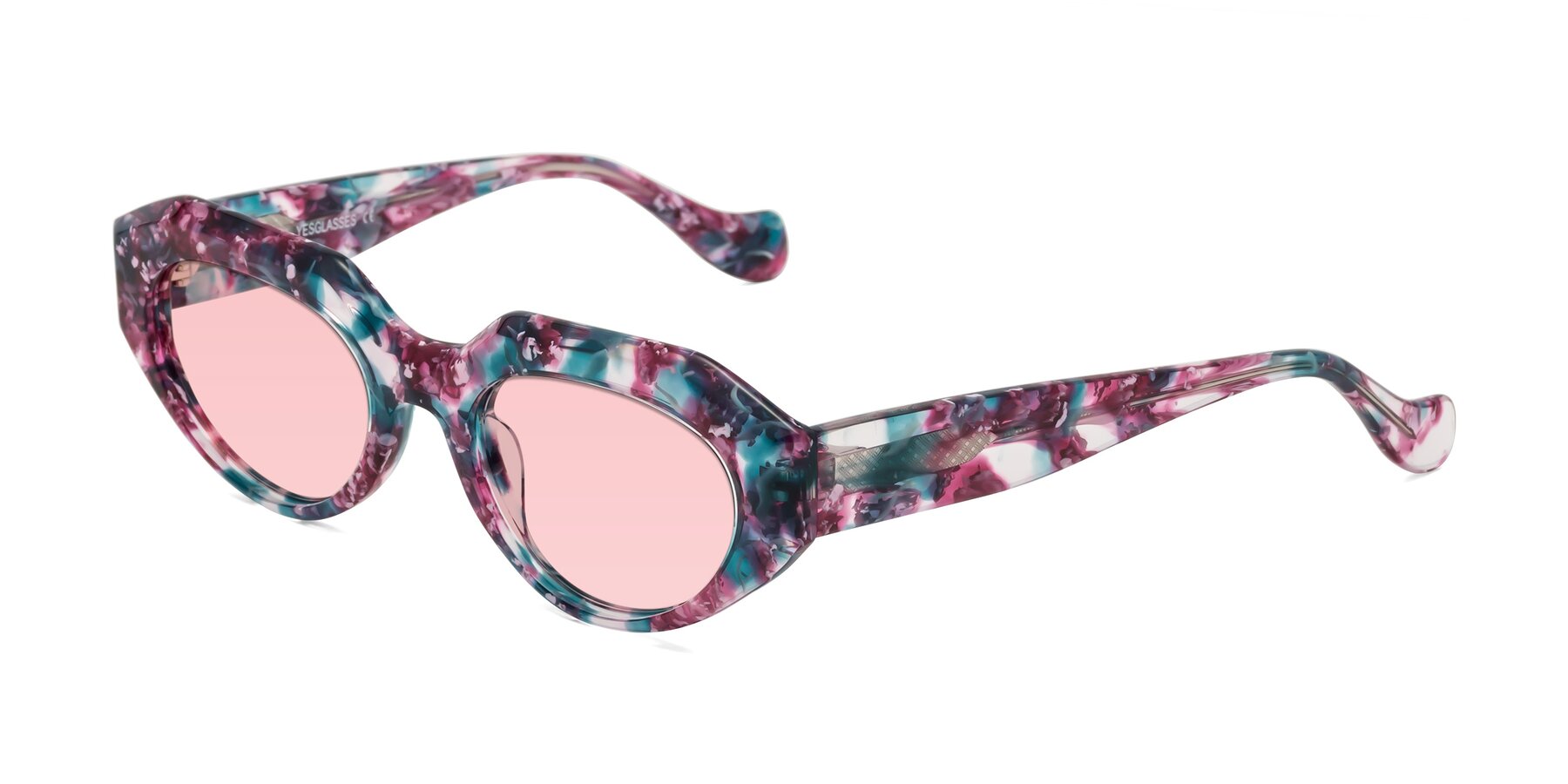 Angle of Vantis in Spring Floral with Light Garnet Tinted Lenses