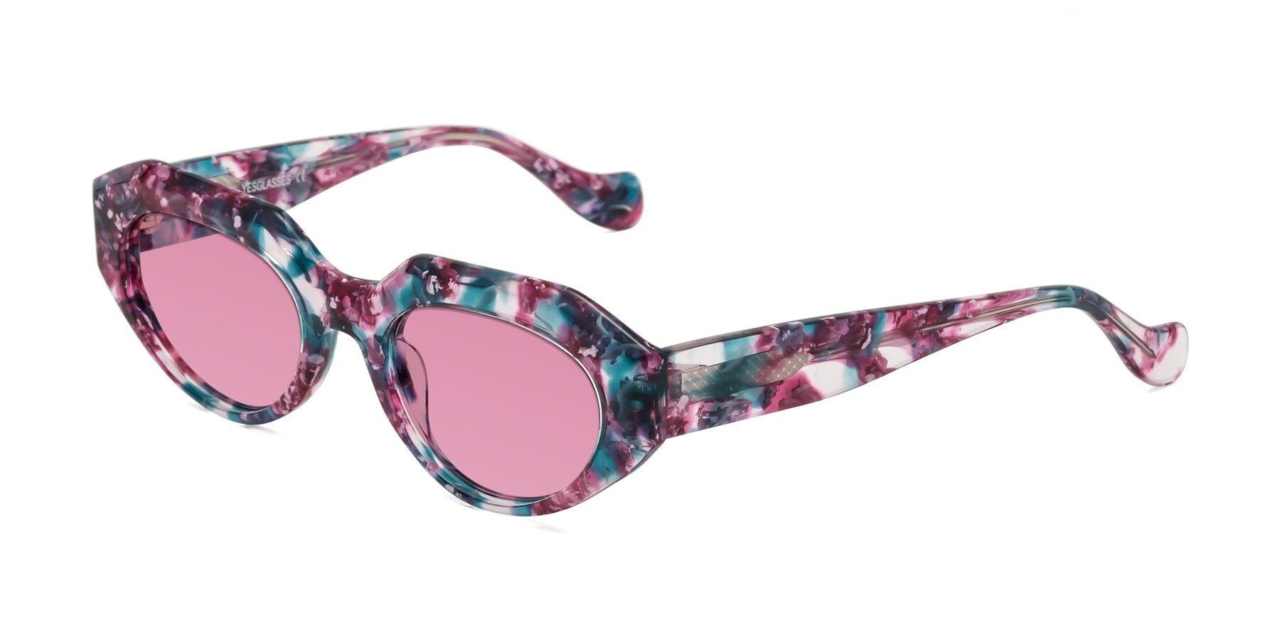 Angle of Vantis in Spring Floral with Medium Wine Tinted Lenses