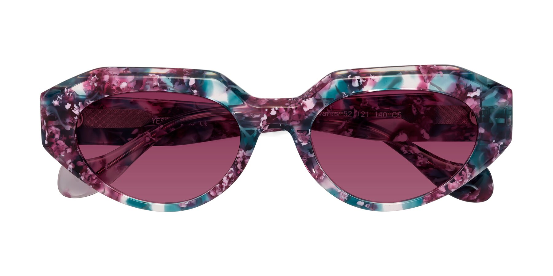 Folded Front of Vantis in Spring Floral with Wine Tinted Lenses