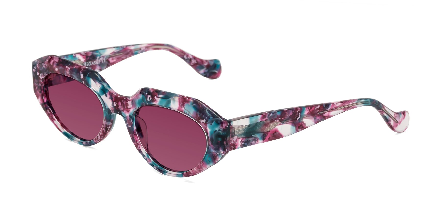 Angle of Vantis in Spring Floral with Wine Tinted Lenses