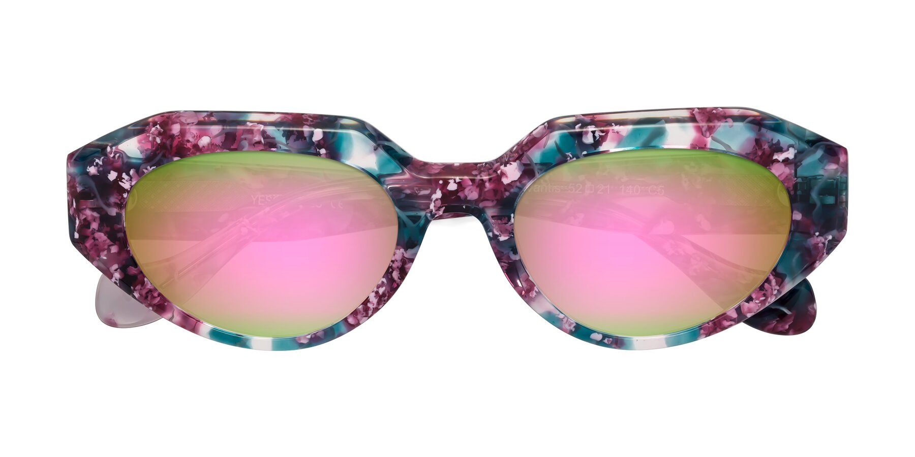 Folded Front of Vantis in Spring Floral with Pink Mirrored Lenses