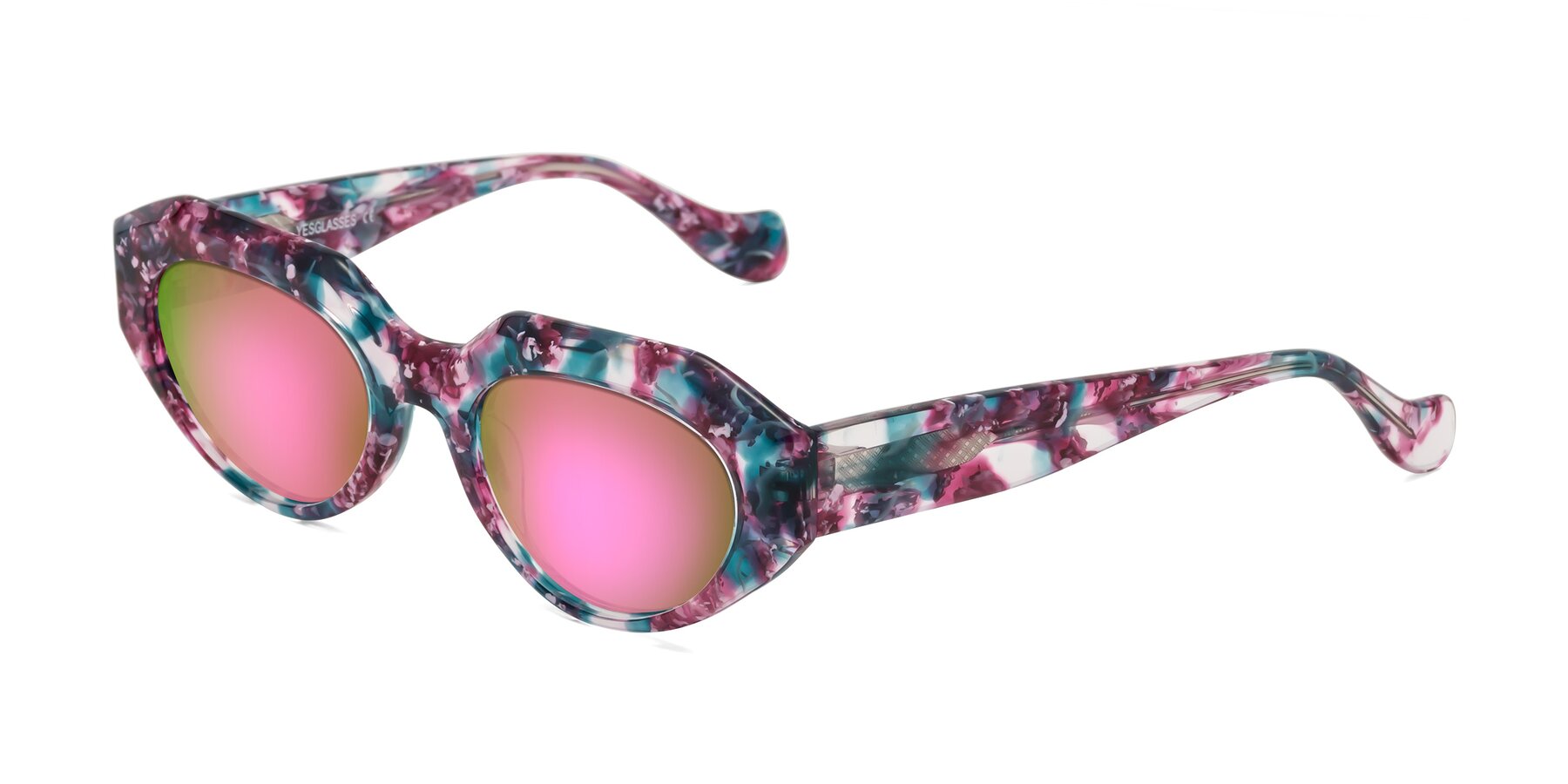 Angle of Vantis in Spring Floral with Pink Mirrored Lenses