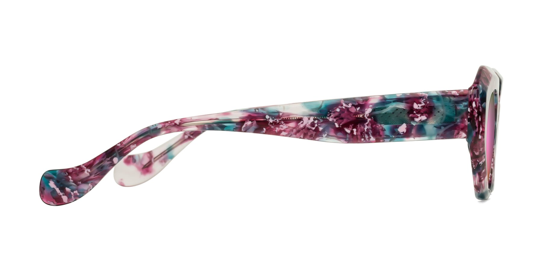 Side of Vantis in Spring Floral with Pink Mirrored Lenses