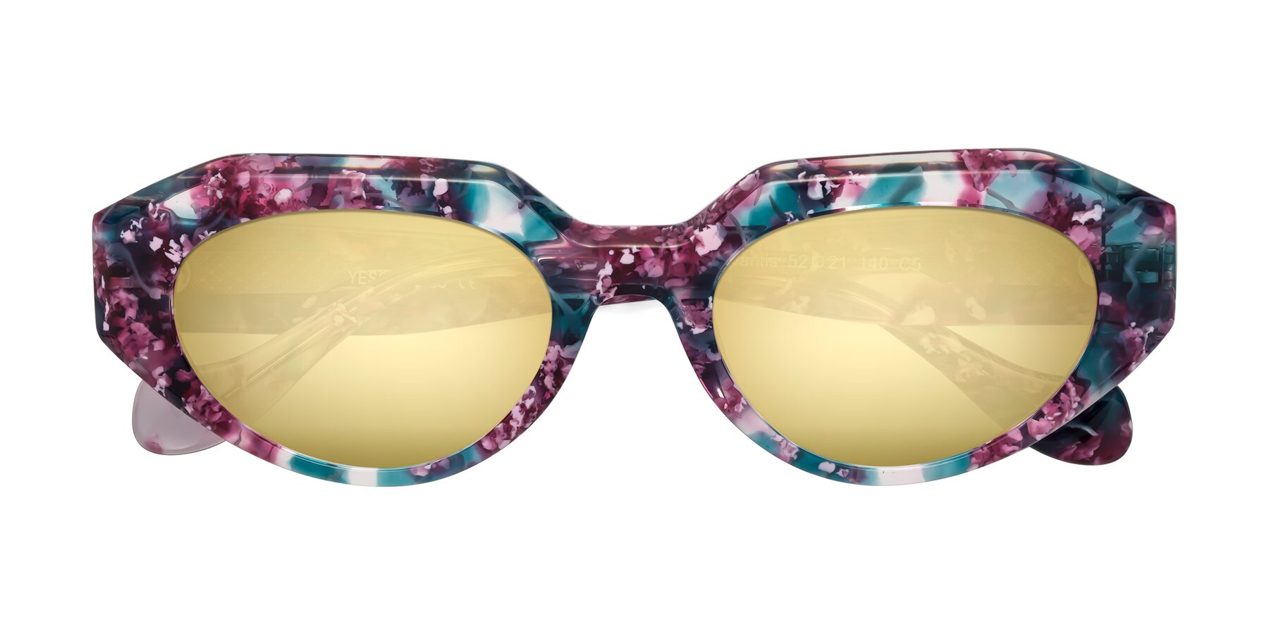 Folded Front of Vantis in Spring Floral with Gold Mirrored Lenses