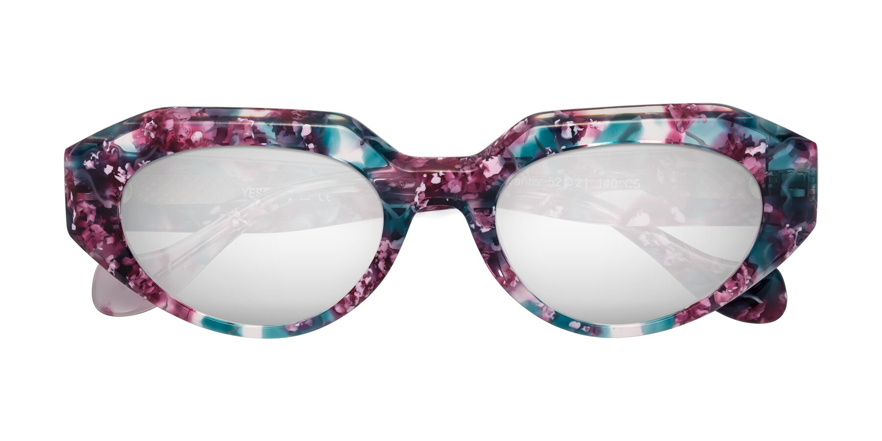 Folded Front of Vantis in Spring Floral with Silver Mirrored Lenses