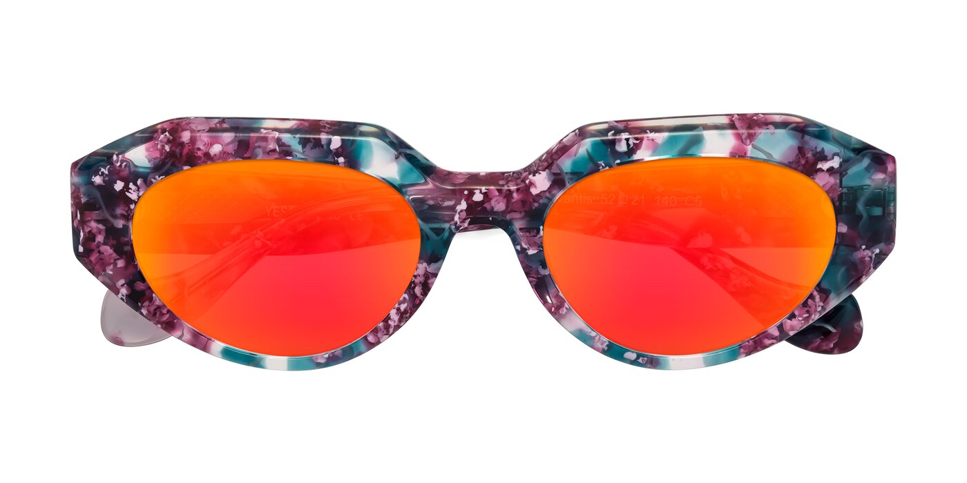 Vantis - Spring Floral Flash Mirrored Sunglasses