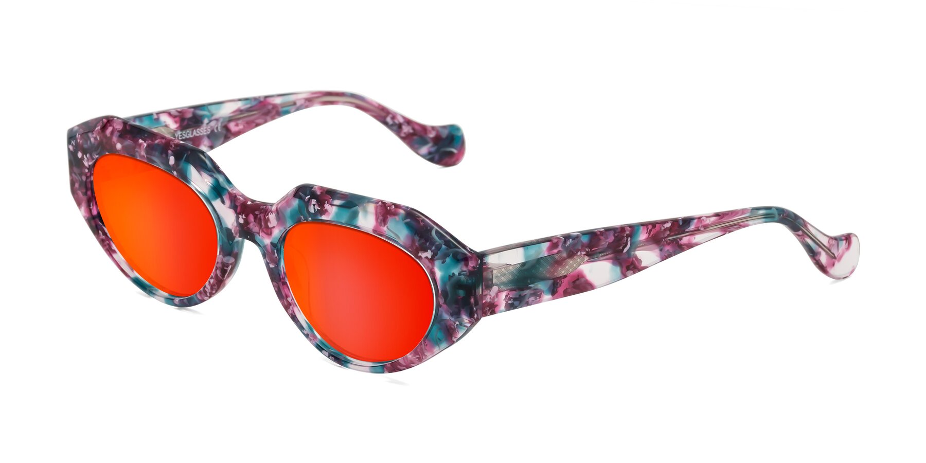 Angle of Vantis in Spring Floral with Red Gold Mirrored Lenses