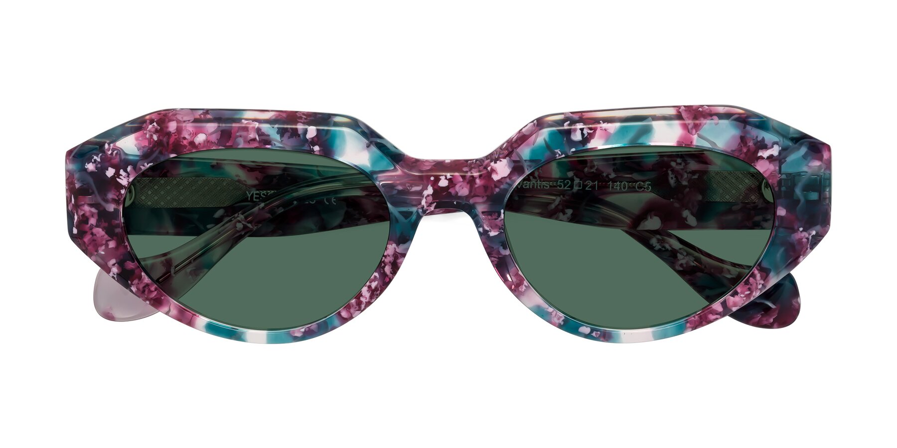 Folded Front of Vantis in Spring Floral with Green Polarized Lenses