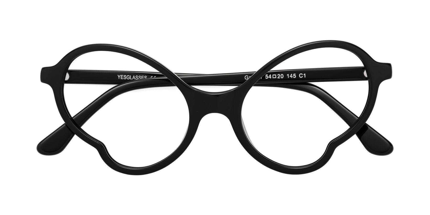Folded Front of Gabriel in Black with Clear Eyeglass Lenses