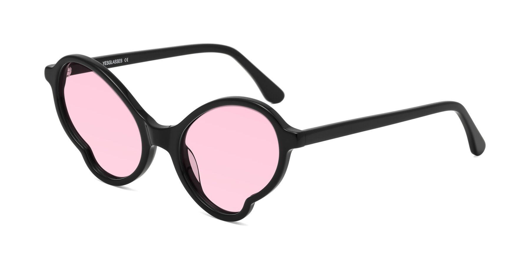 Angle of Gabriel in Black with Light Pink Tinted Lenses