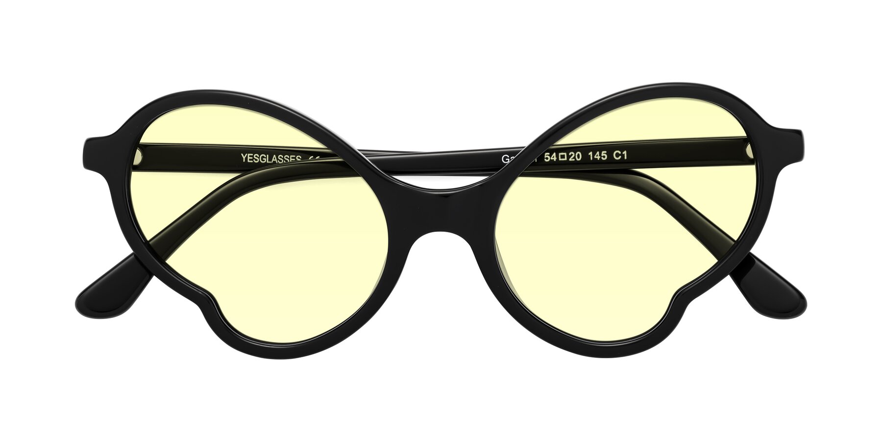 Folded Front of Gabriel in Black with Light Yellow Tinted Lenses