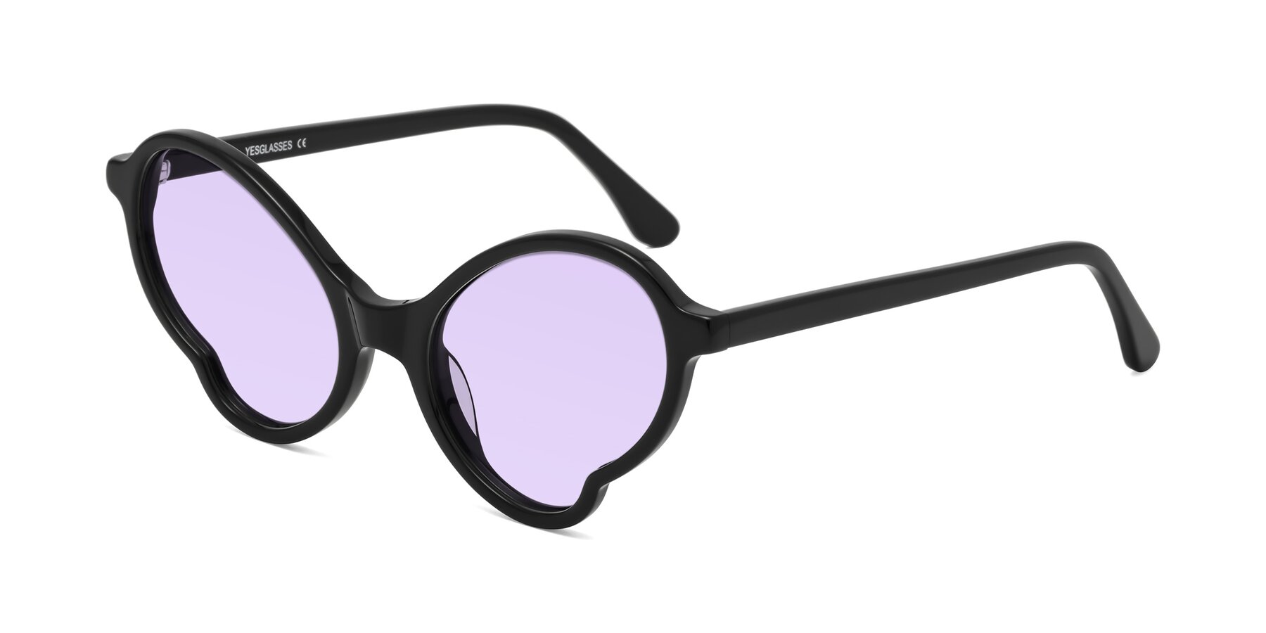 Angle of Gabriel in Black with Light Purple Tinted Lenses