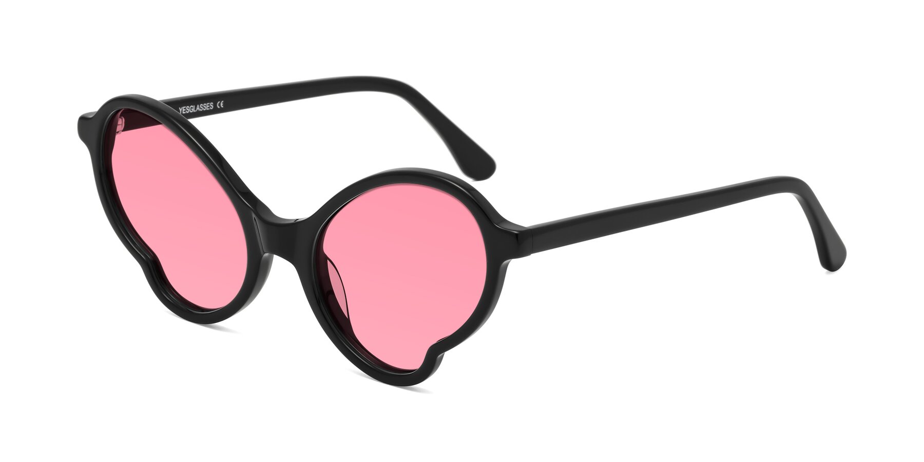 Angle of Gabriel in Black with Pink Tinted Lenses