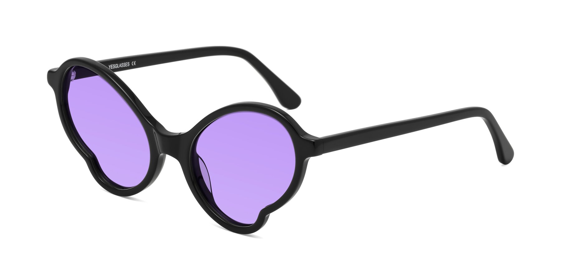 Angle of Gabriel in Black with Medium Purple Tinted Lenses