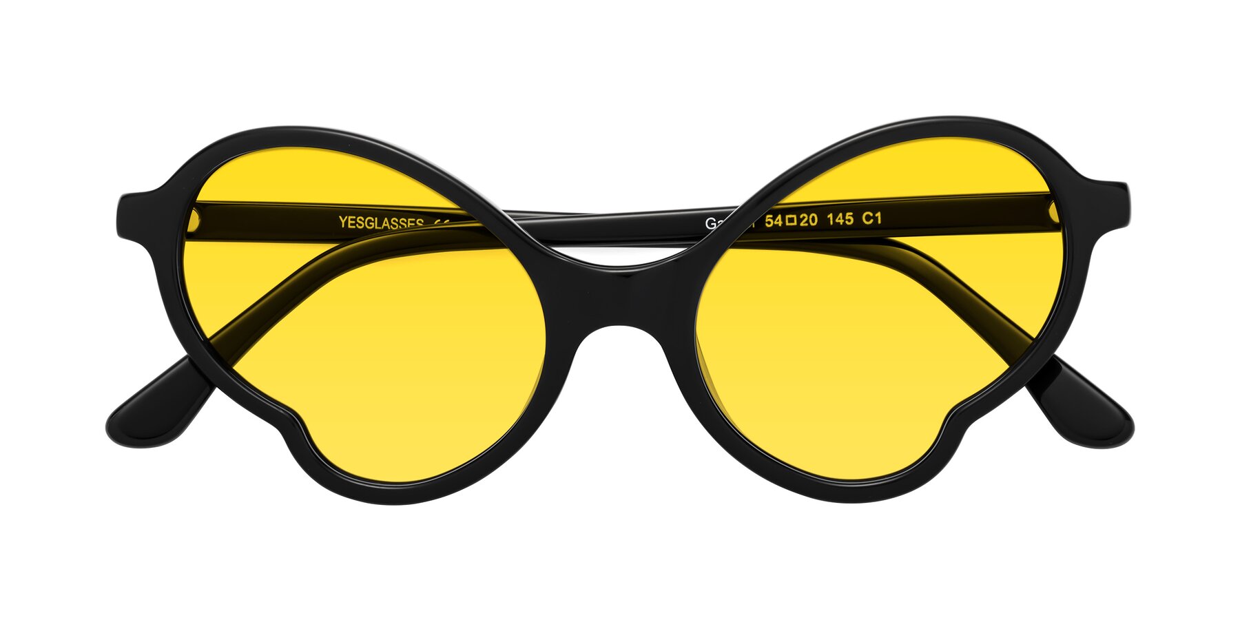 Folded Front of Gabriel in Black with Yellow Tinted Lenses