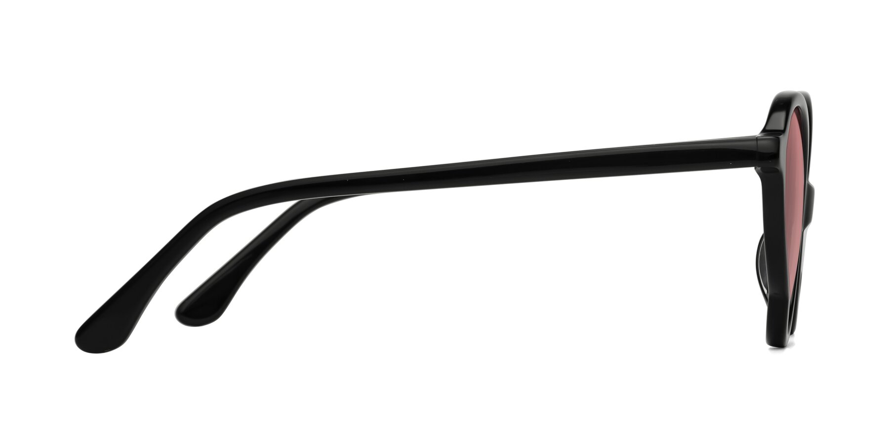 Side of Gabriel in Black with Medium Garnet Tinted Lenses