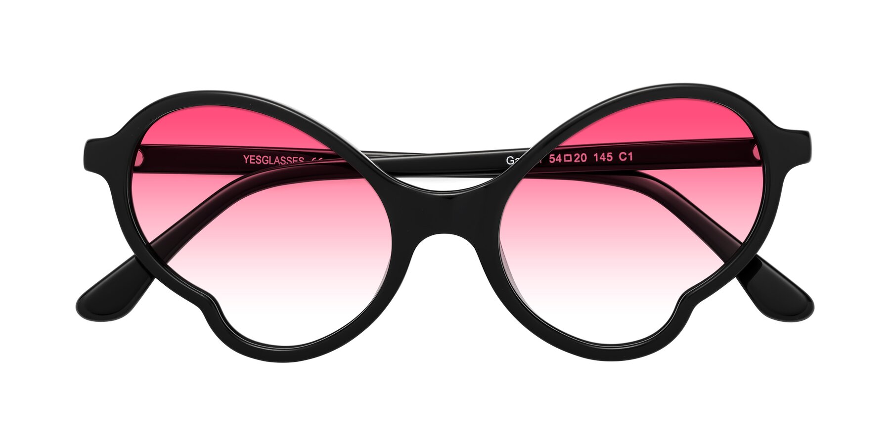 Folded Front of Gabriel in Black with Pink Gradient Lenses