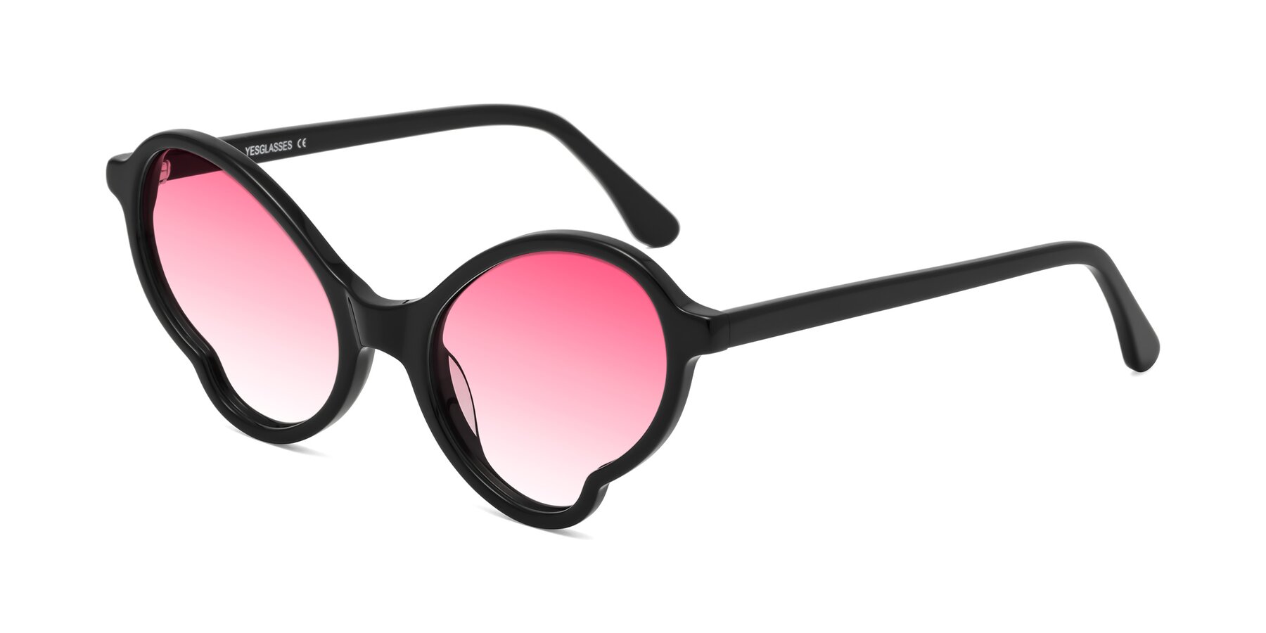 Angle of Gabriel in Black with Pink Gradient Lenses