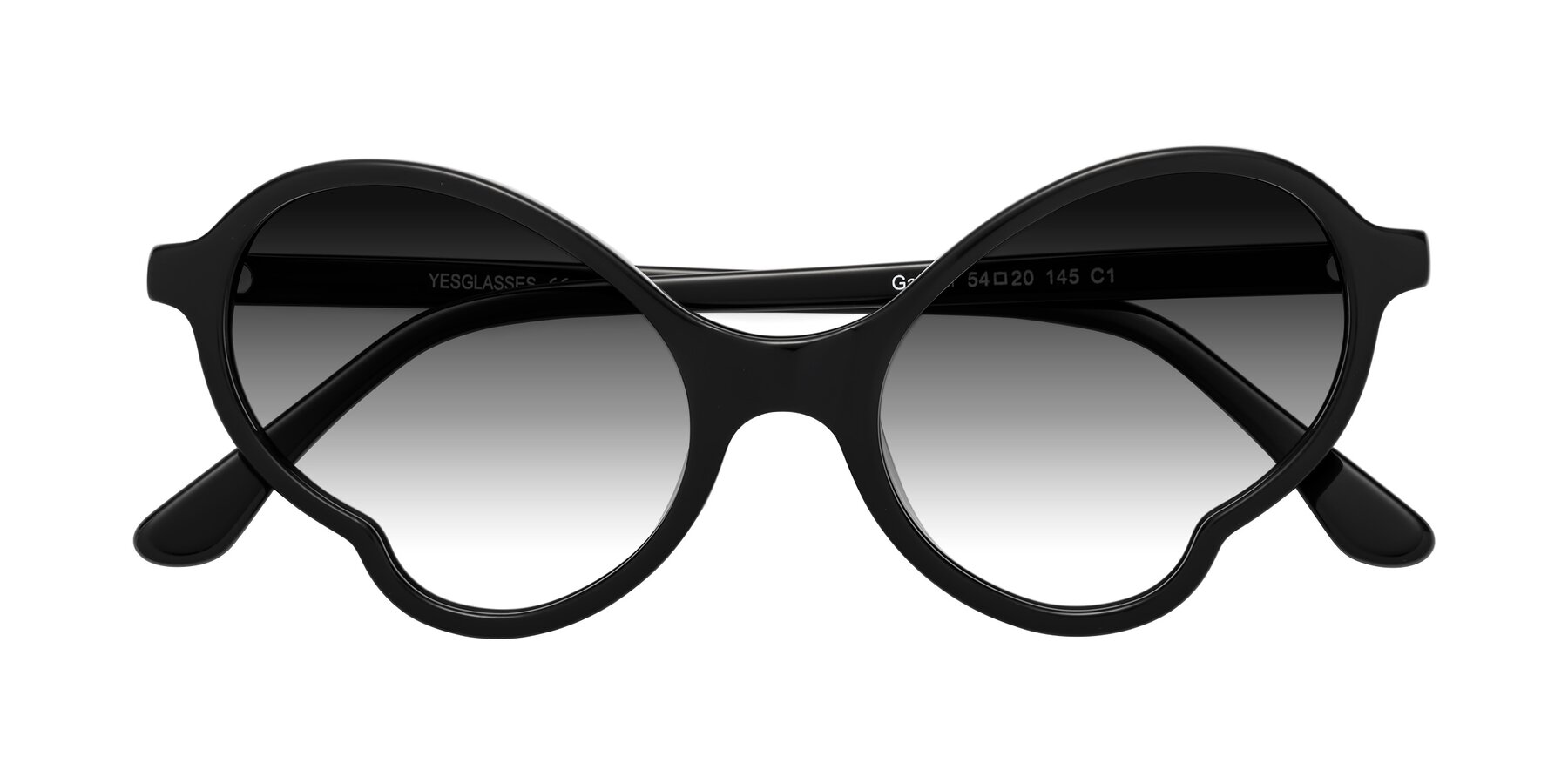 Folded Front of Gabriel in Black with Gray Gradient Lenses
