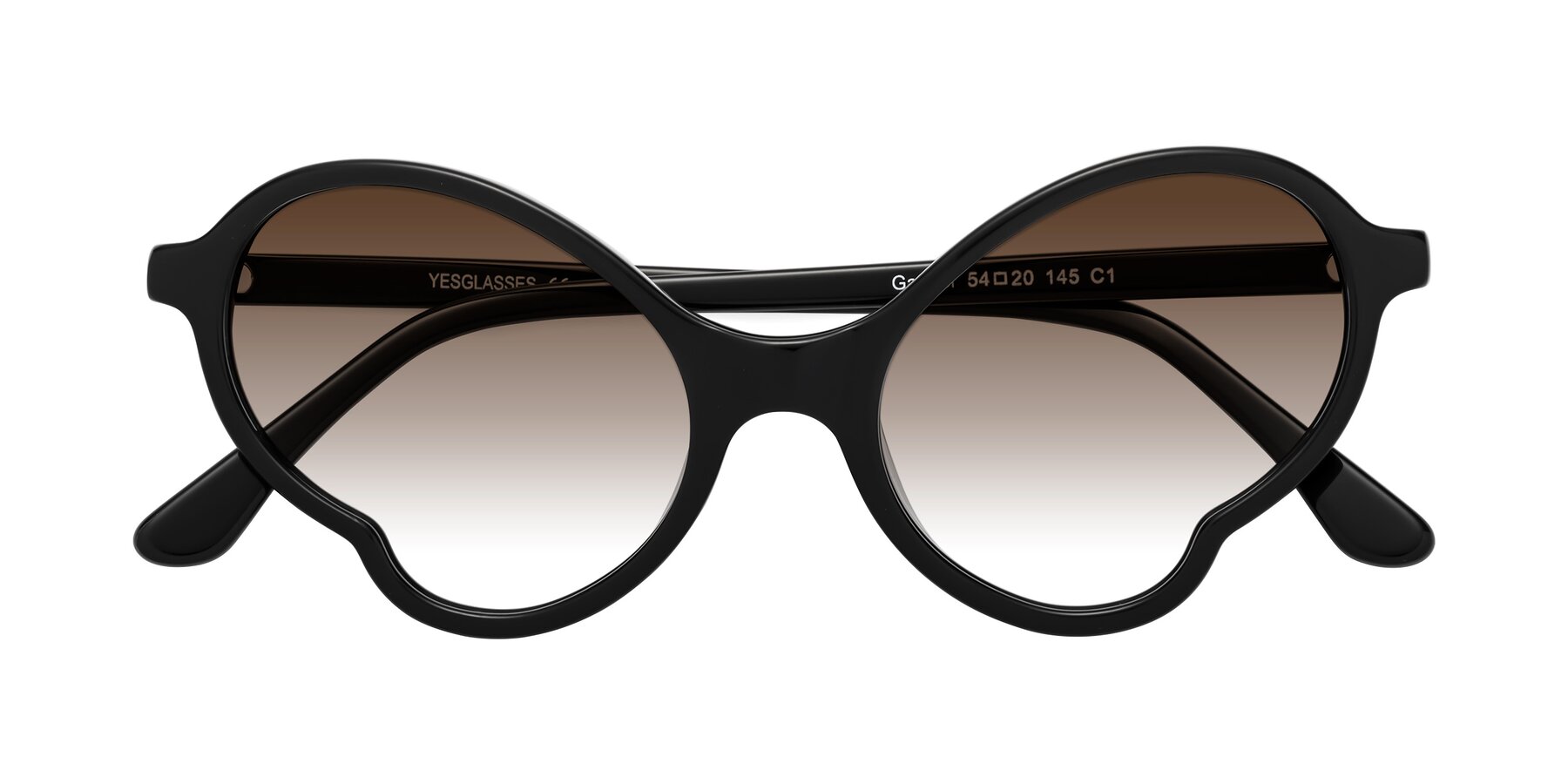 Folded Front of Gabriel in Black with Brown Gradient Lenses