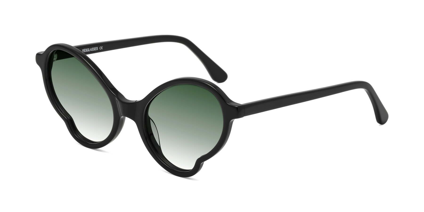 Angle of Gabriel in Black with Green Gradient Lenses