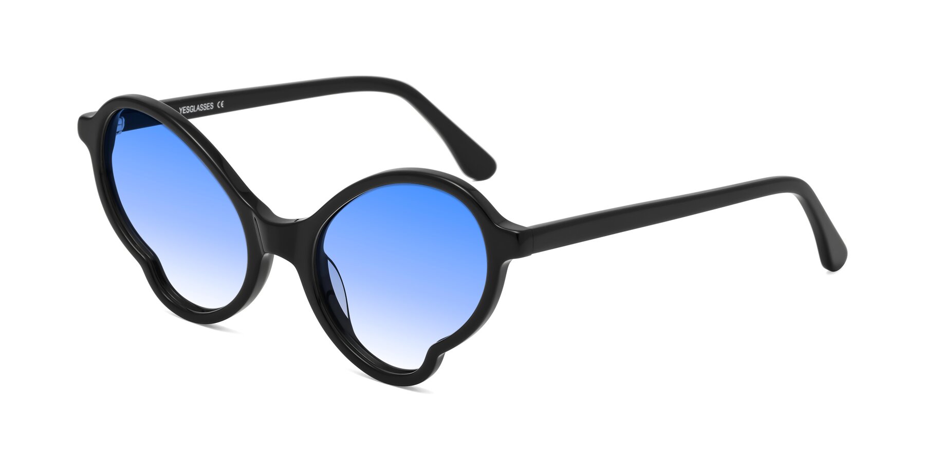 Angle of Gabriel in Black with Blue Gradient Lenses