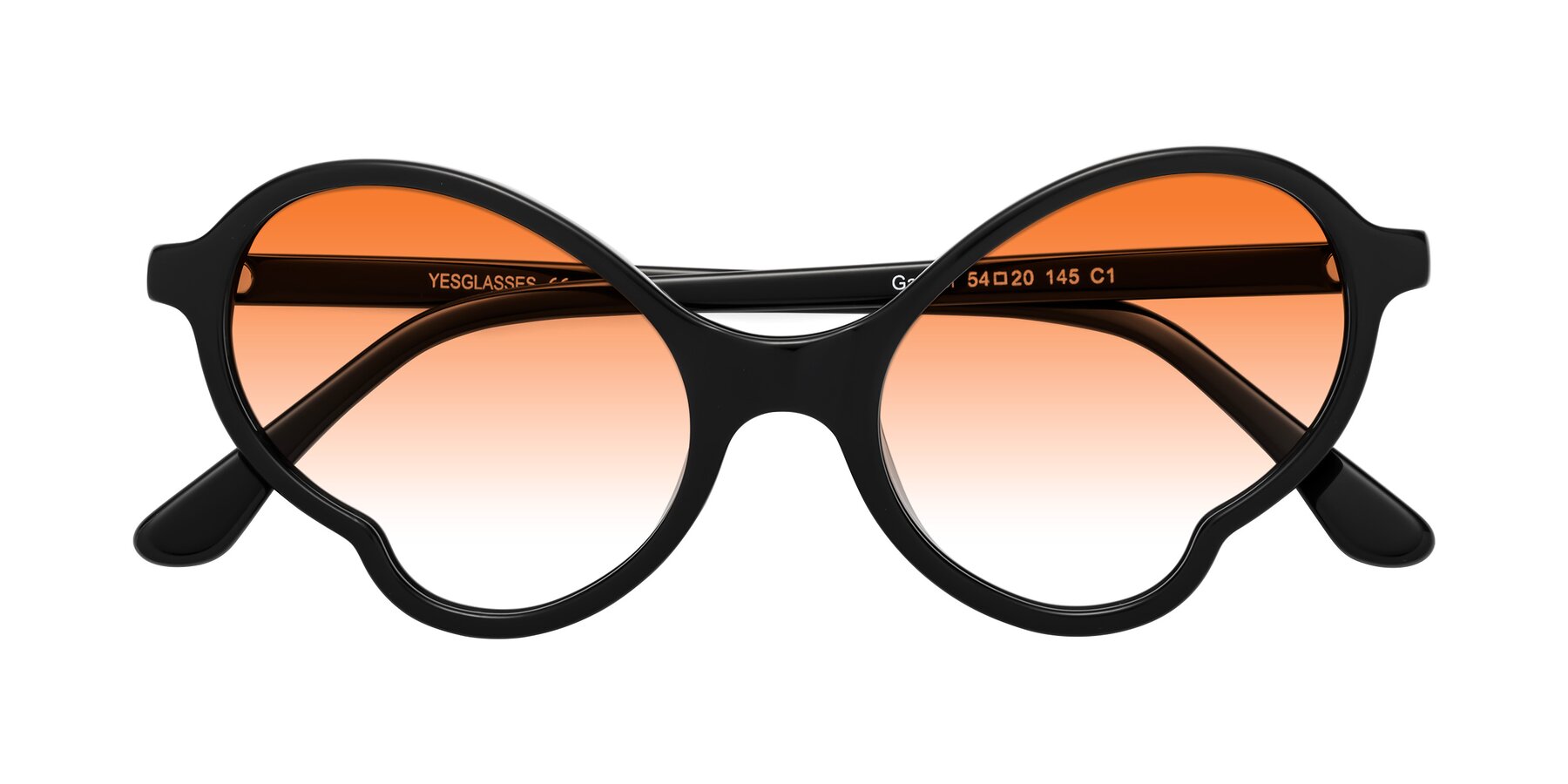 Folded Front of Gabriel in Black with Orange Gradient Lenses