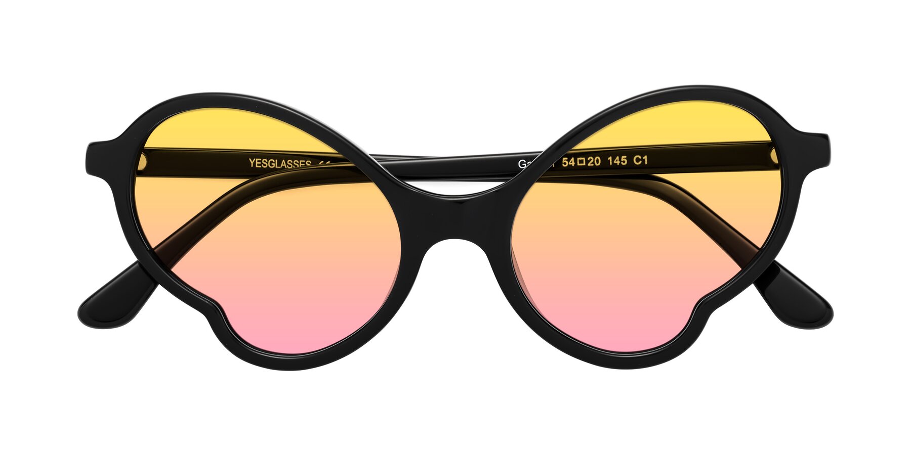 Folded Front of Gabriel in Black with Yellow / Pink Gradient Lenses