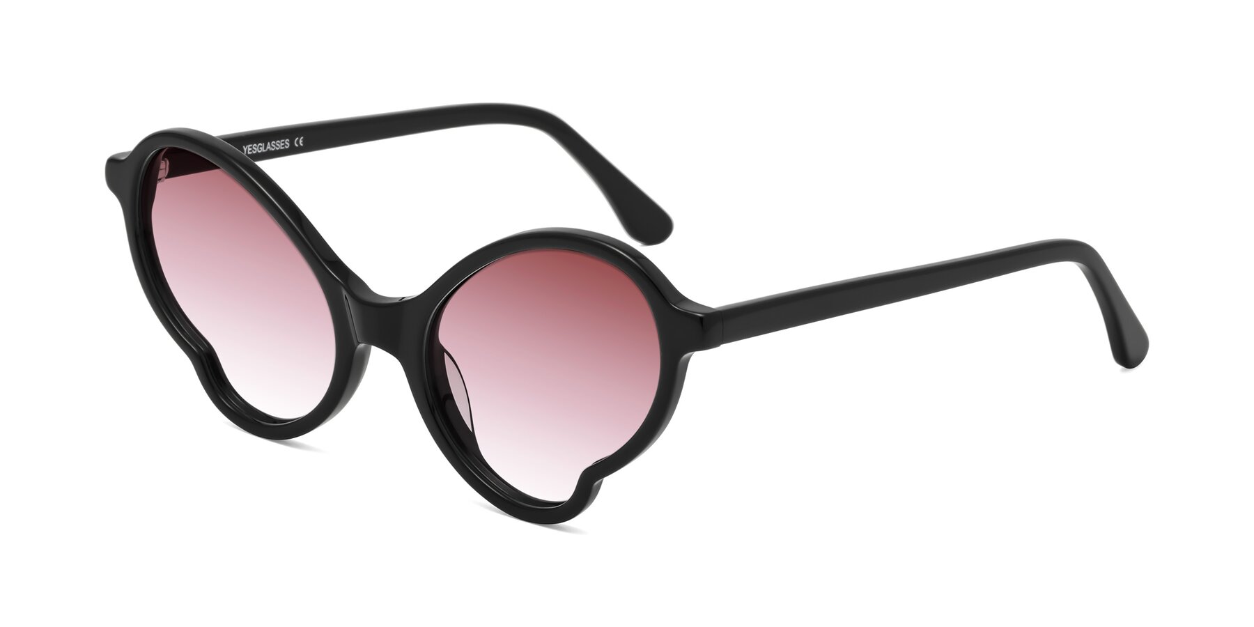 Angle of Gabriel in Black with Garnet Gradient Lenses