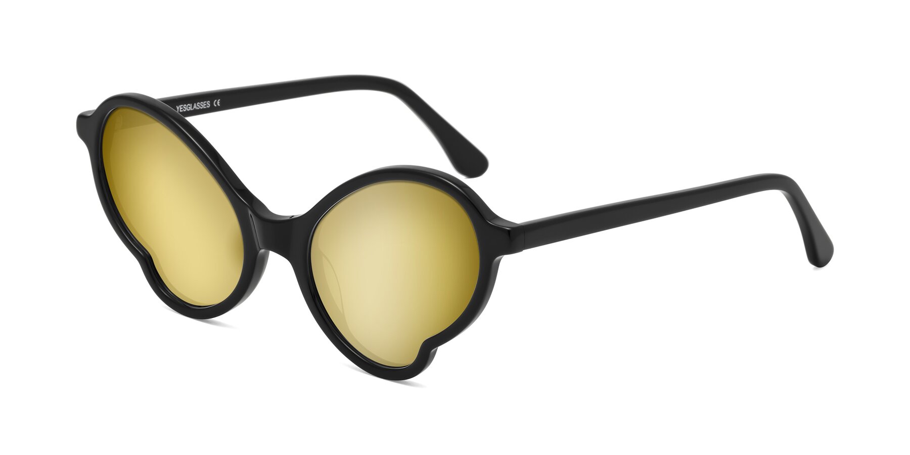 Angle of Gabriel in Black with Gold Mirrored Lenses