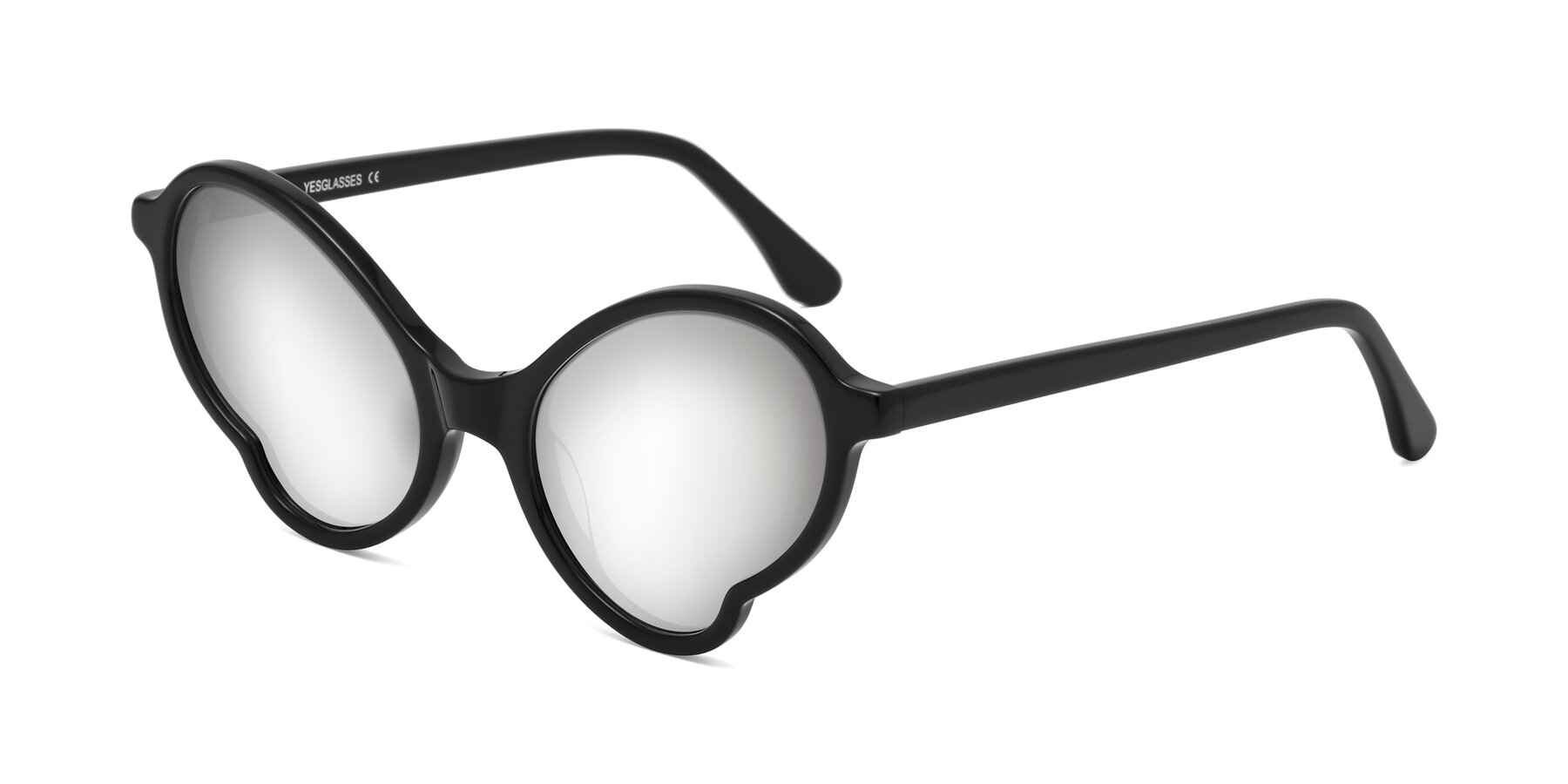 Angle of Gabriel in Black with Silver Mirrored Lenses