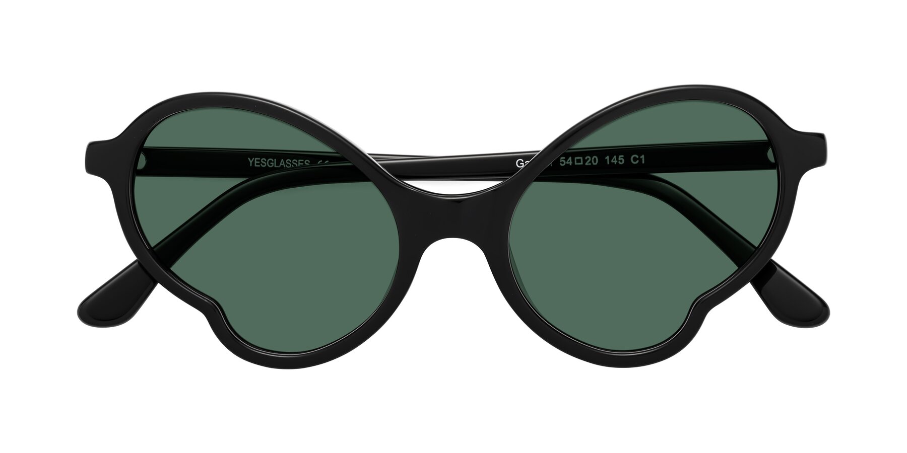 Folded Front of Gabriel in Black with Green Polarized Lenses