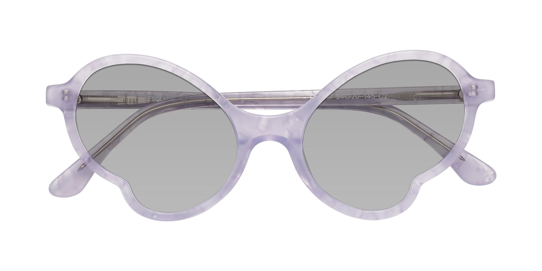 Folded Front of Gabriel in Light Lavender Floral with Light Gray Tinted Lenses