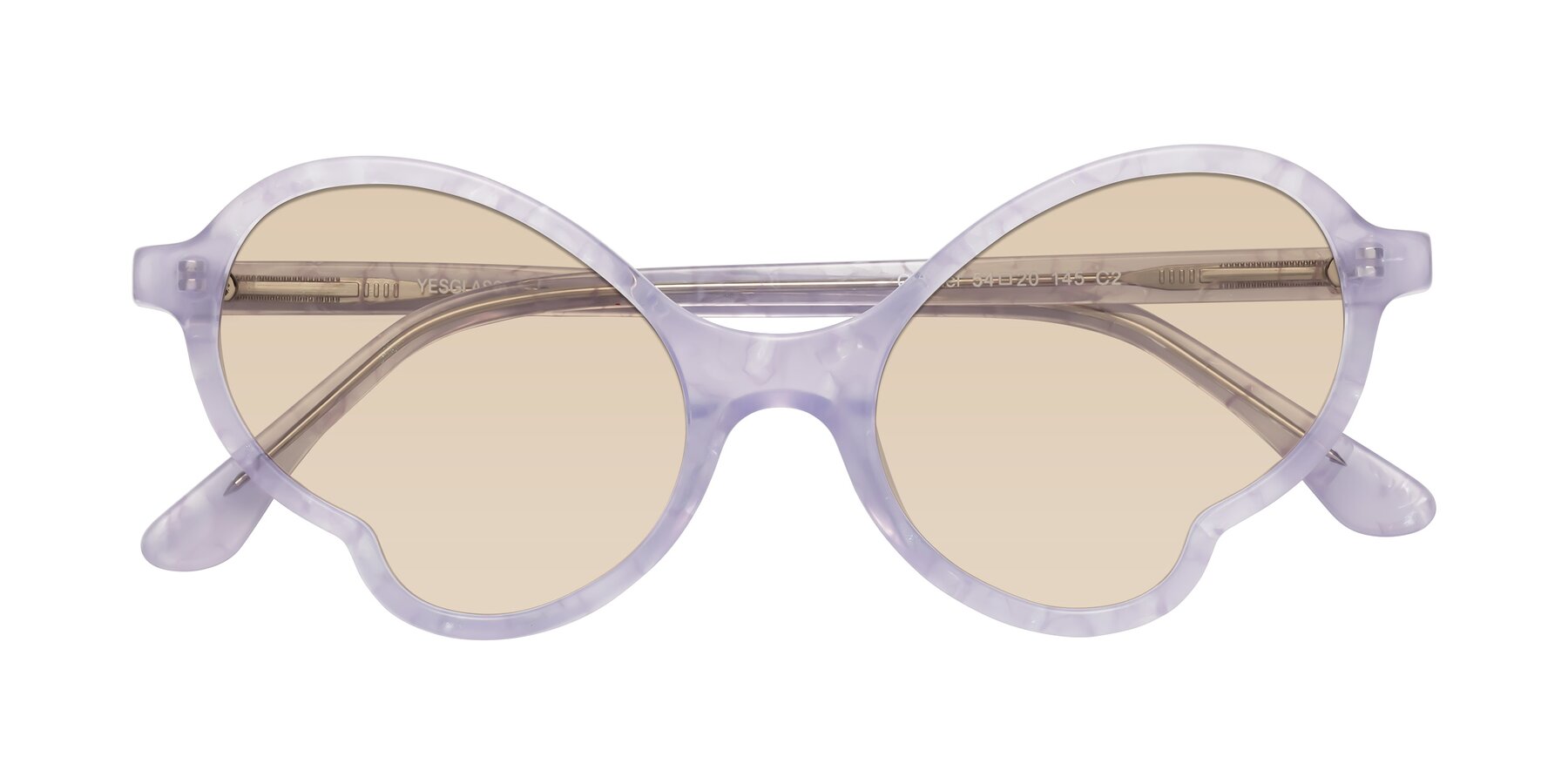 Folded Front of Gabriel in Light Lavender Floral with Light Brown Tinted Lenses