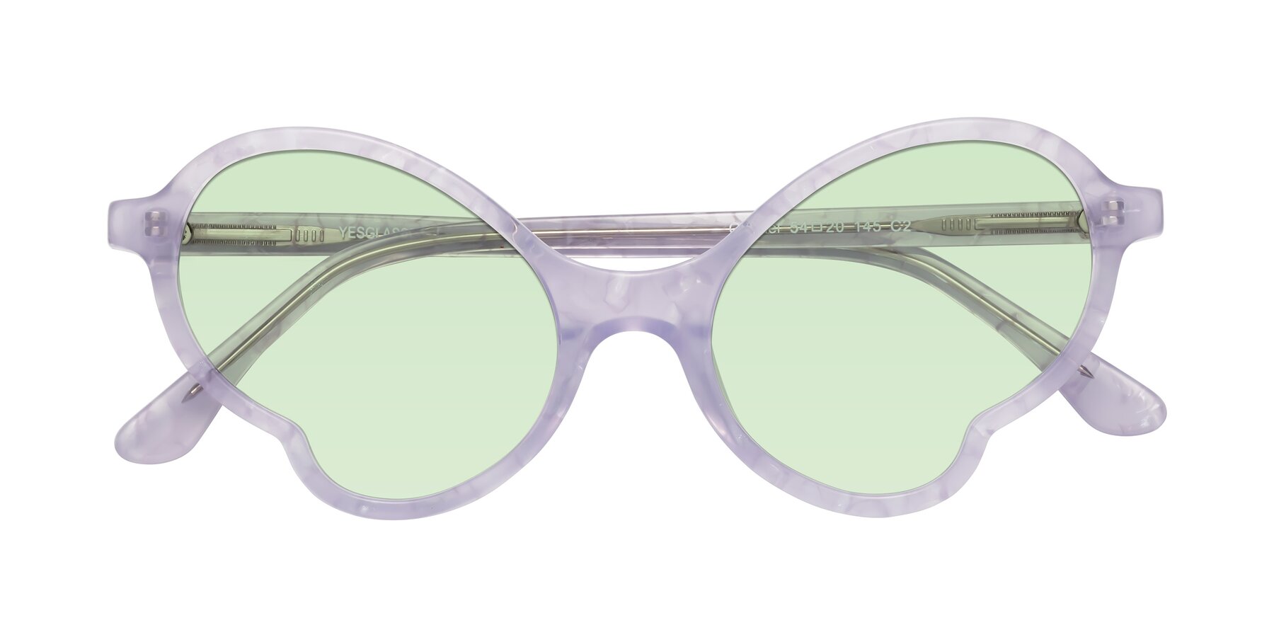 Folded Front of Gabriel in Light Lavender Floral with Light Green Tinted Lenses