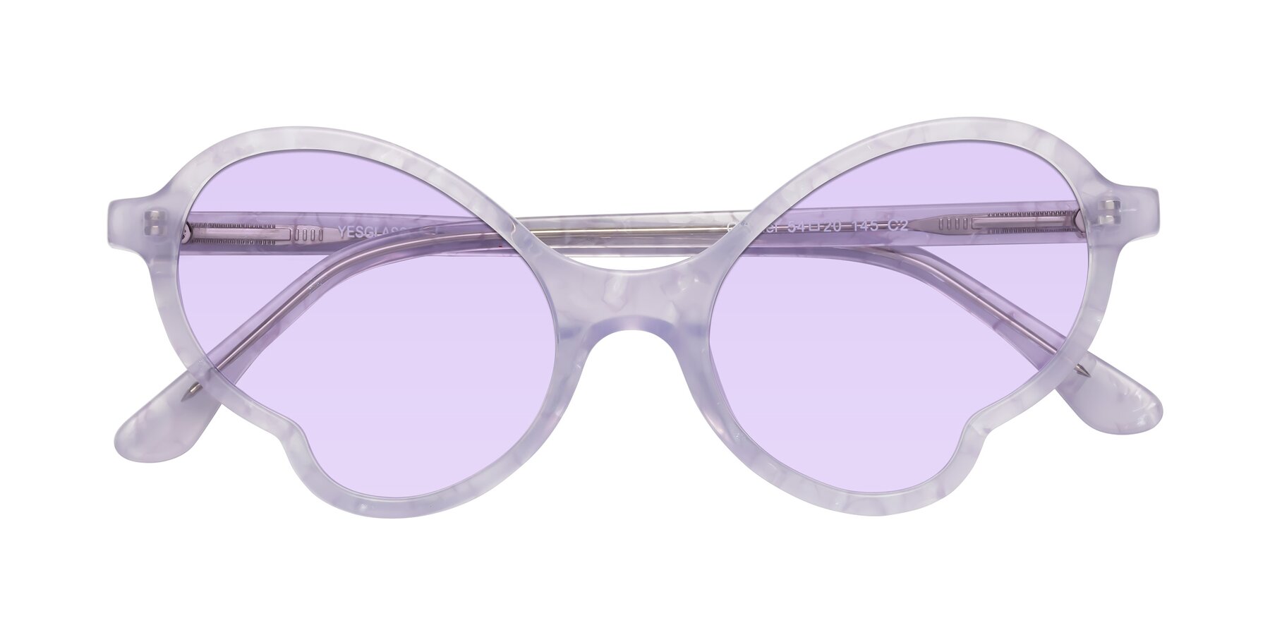 Folded Front of Gabriel in Light Lavender Floral with Light Purple Tinted Lenses