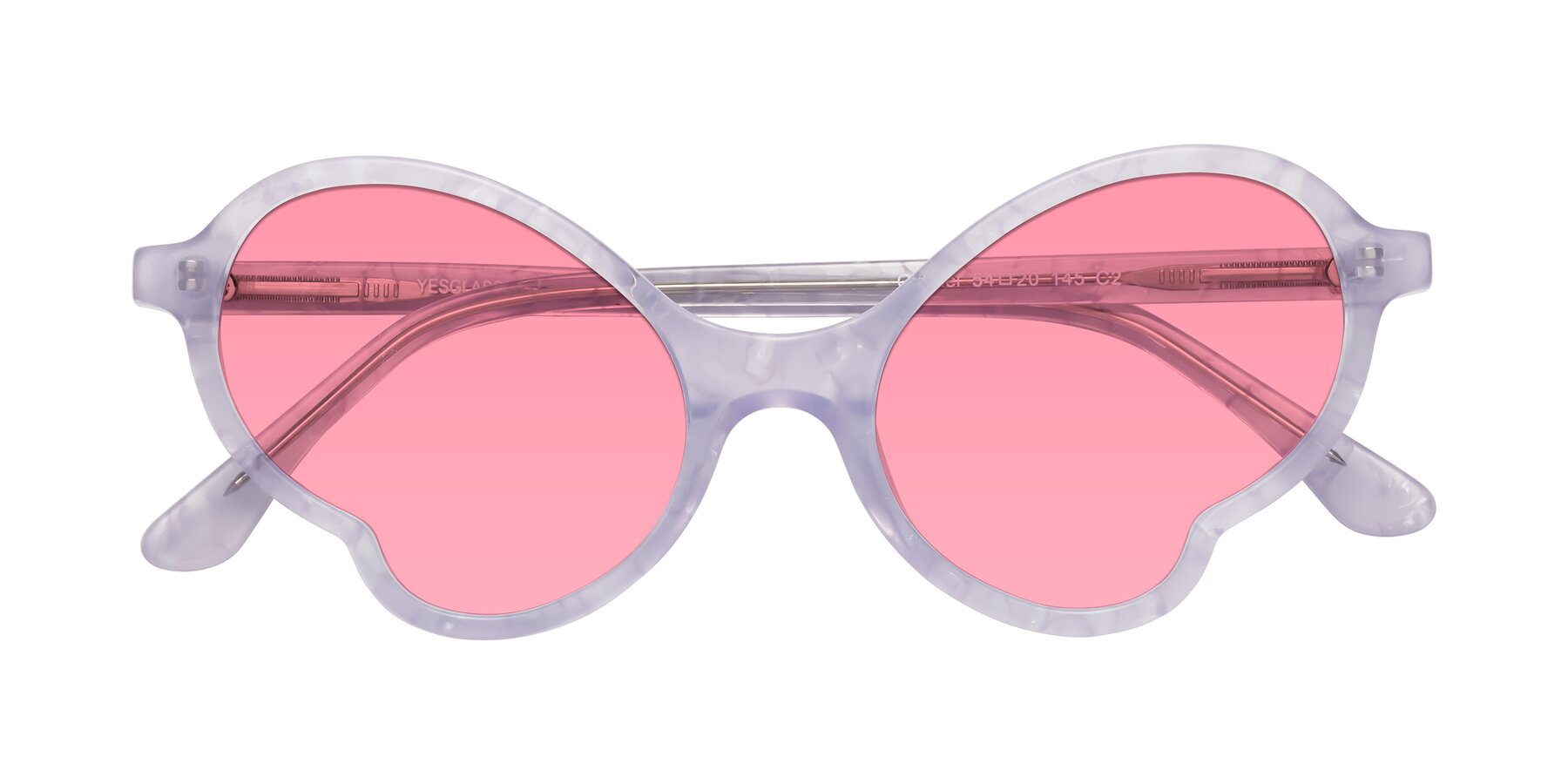 Folded Front of Gabriel in Light Lavender Floral with Pink Tinted Lenses