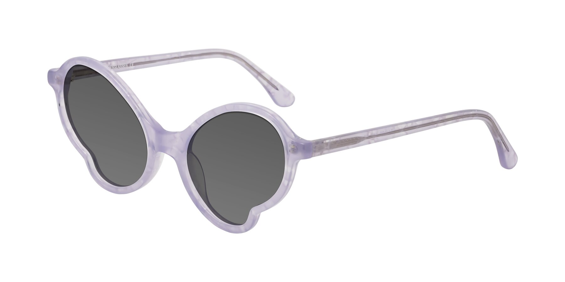 Angle of Gabriel in Light Lavender Floral with Medium Gray Tinted Lenses