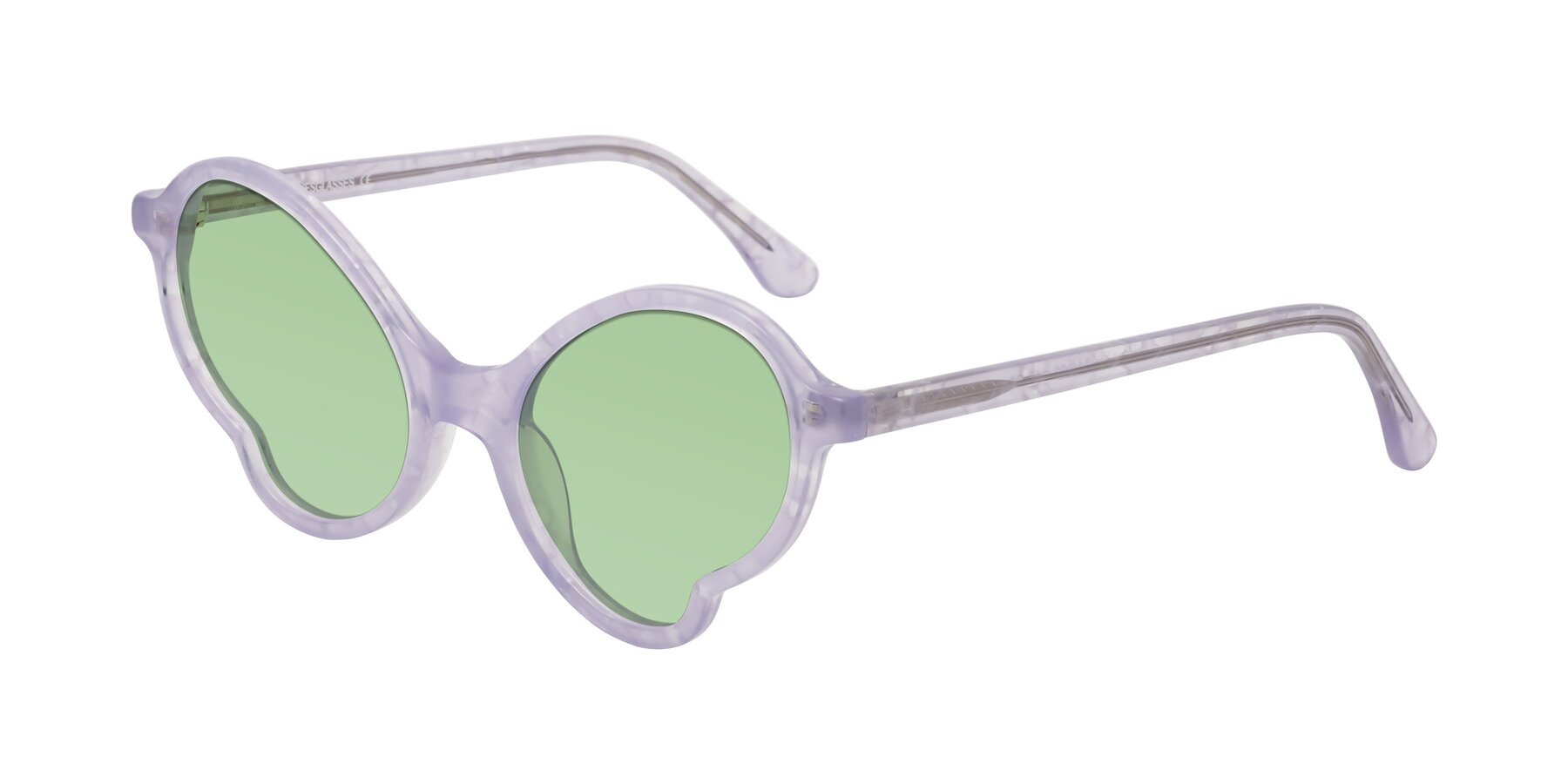 Angle of Gabriel in Light Lavender Floral with Medium Green Tinted Lenses