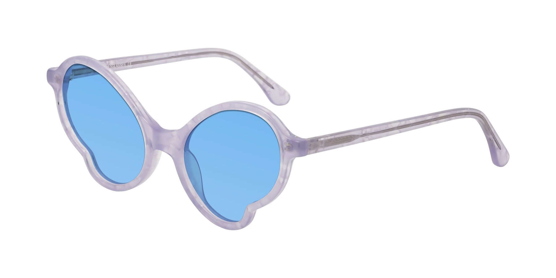 Angle of Gabriel in Light Lavender Floral with Medium Blue Tinted Lenses