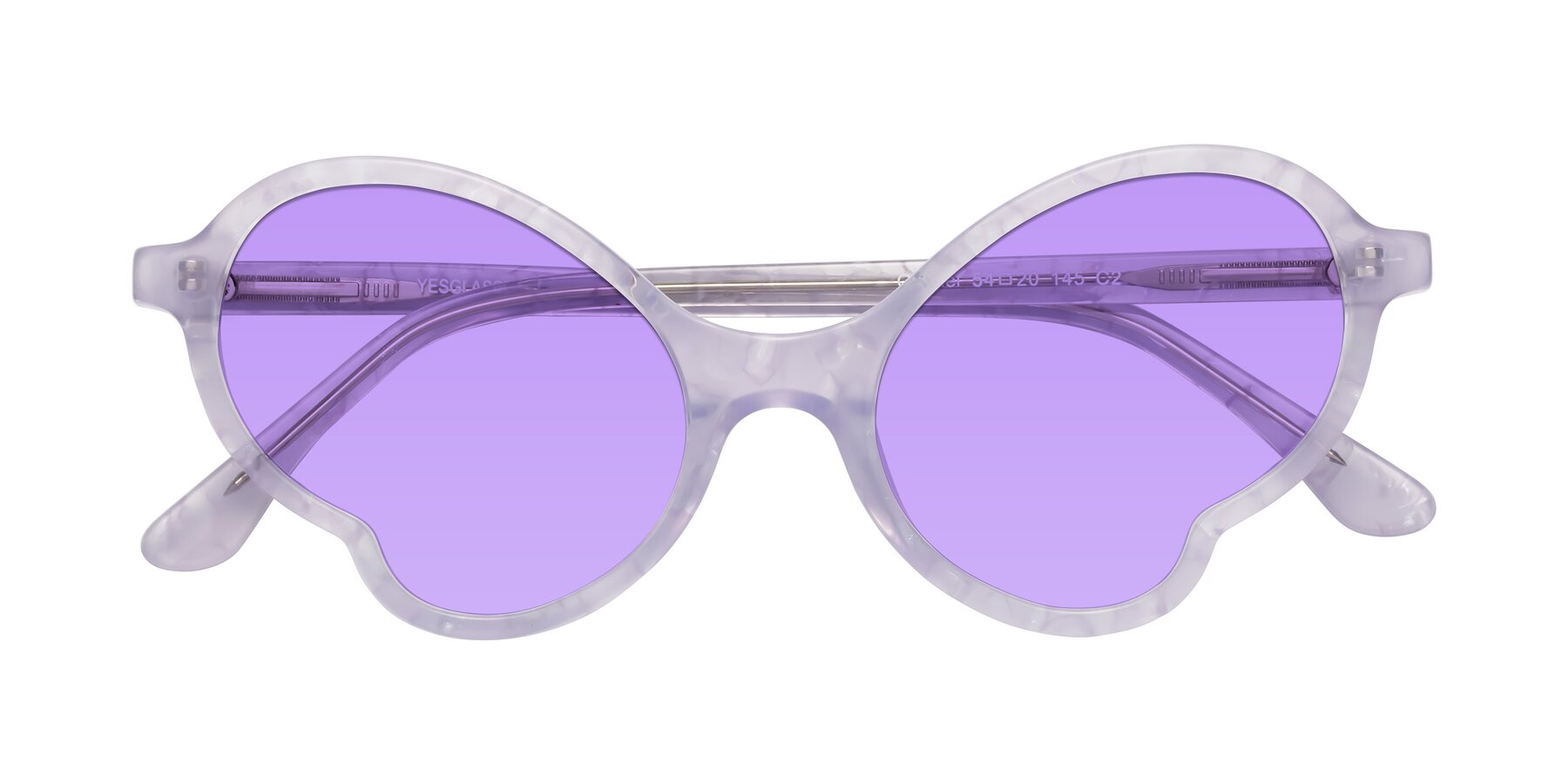 Folded Front of Gabriel in Light Lavender Floral with Medium Purple Tinted Lenses