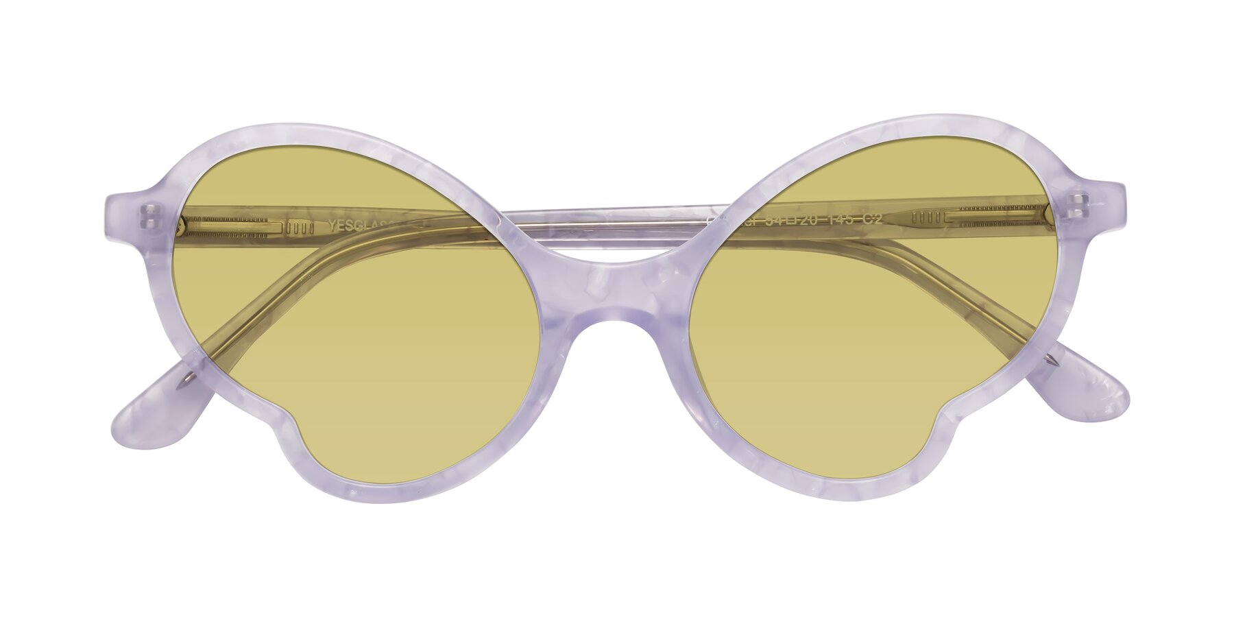 Folded Front of Gabriel in Light Lavender Floral with Medium Champagne Tinted Lenses