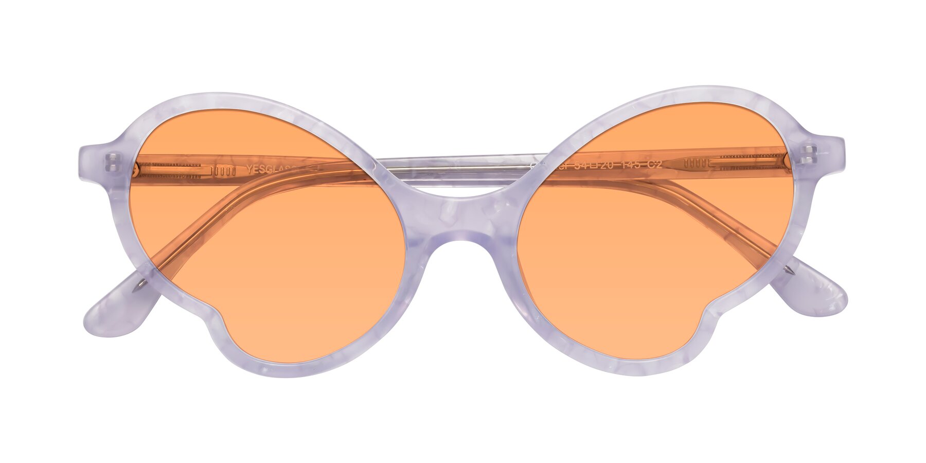 Folded Front of Gabriel in Light Lavender Floral with Medium Orange Tinted Lenses