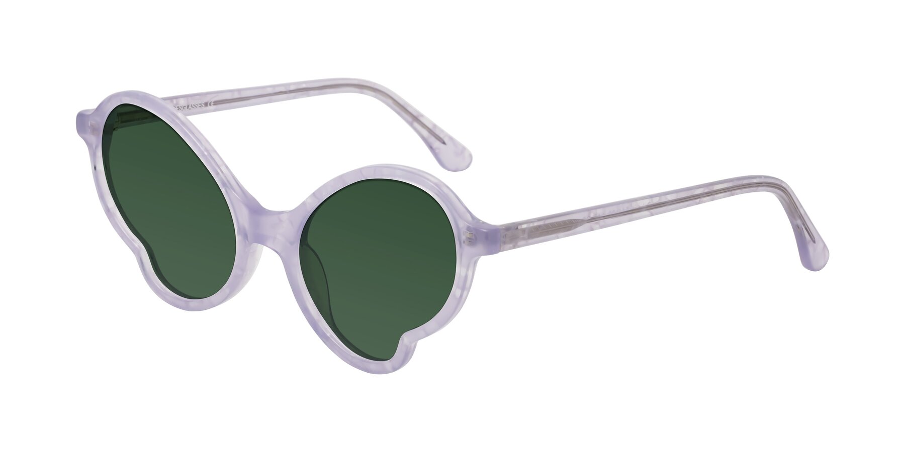 Angle of Gabriel in Light Lavender Floral with Green Tinted Lenses