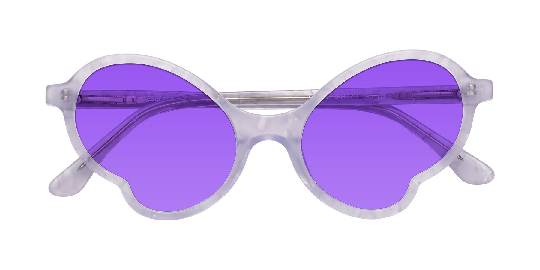 Folded Front of Gabriel in Light Lavender Floral with Purple Tinted Lenses