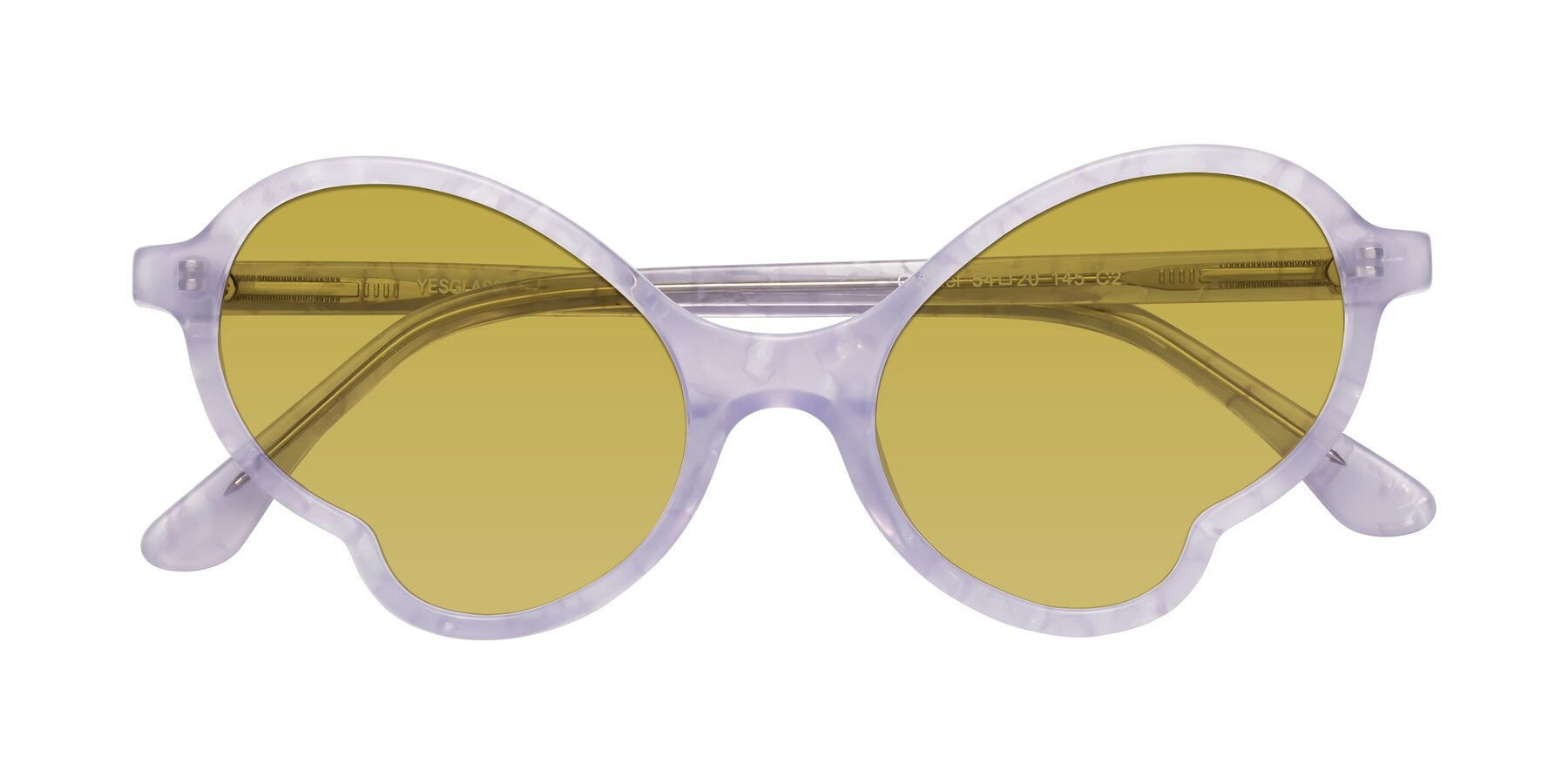 Folded Front of Gabriel in Light Lavender Floral with Champagne Tinted Lenses
