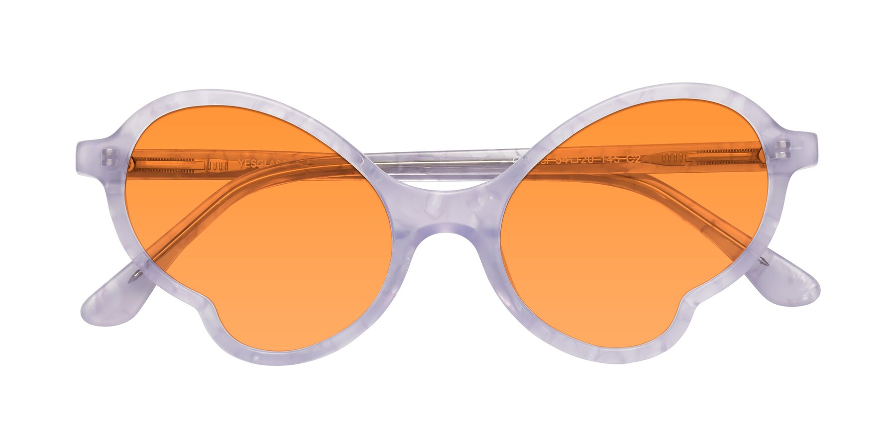 Folded Front of Gabriel in Light Lavender Floral with Orange Tinted Lenses