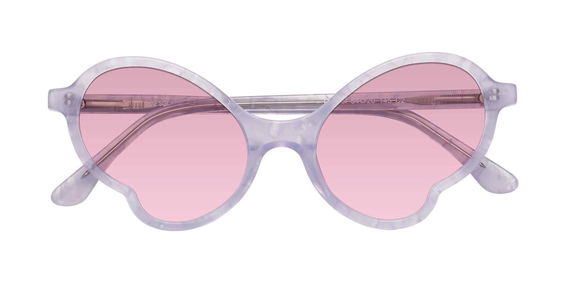 Folded Front of Gabriel in Light Lavender Floral with Light Wine Tinted Lenses