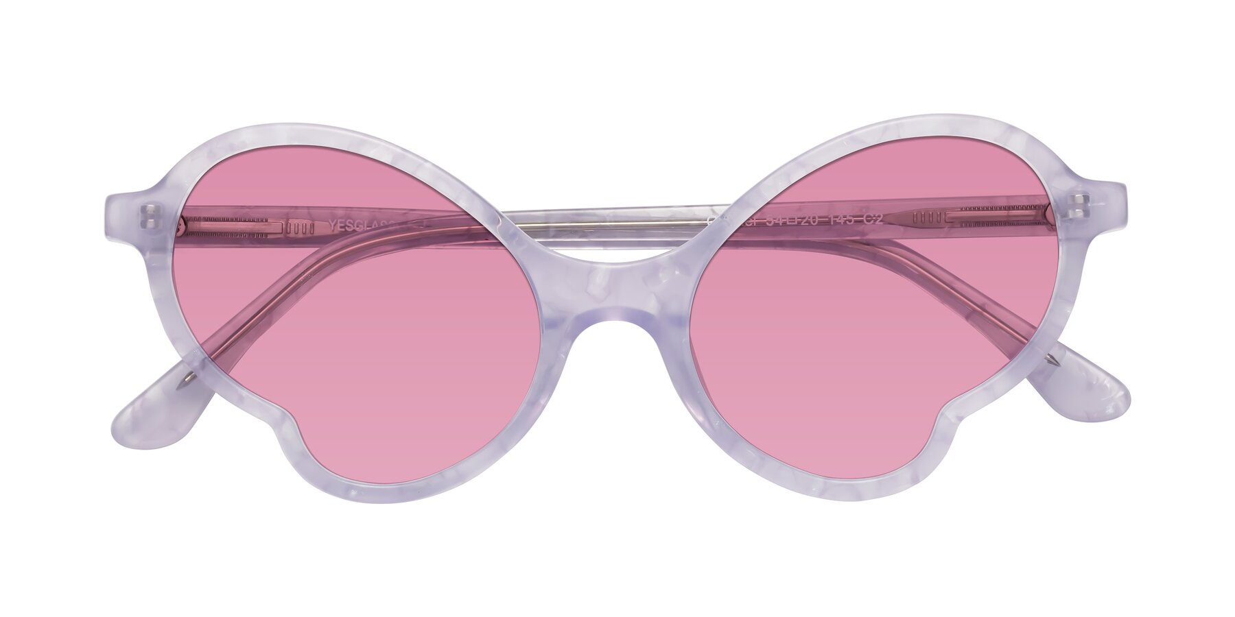 Folded Front of Gabriel in Light Lavender Floral with Medium Wine Tinted Lenses